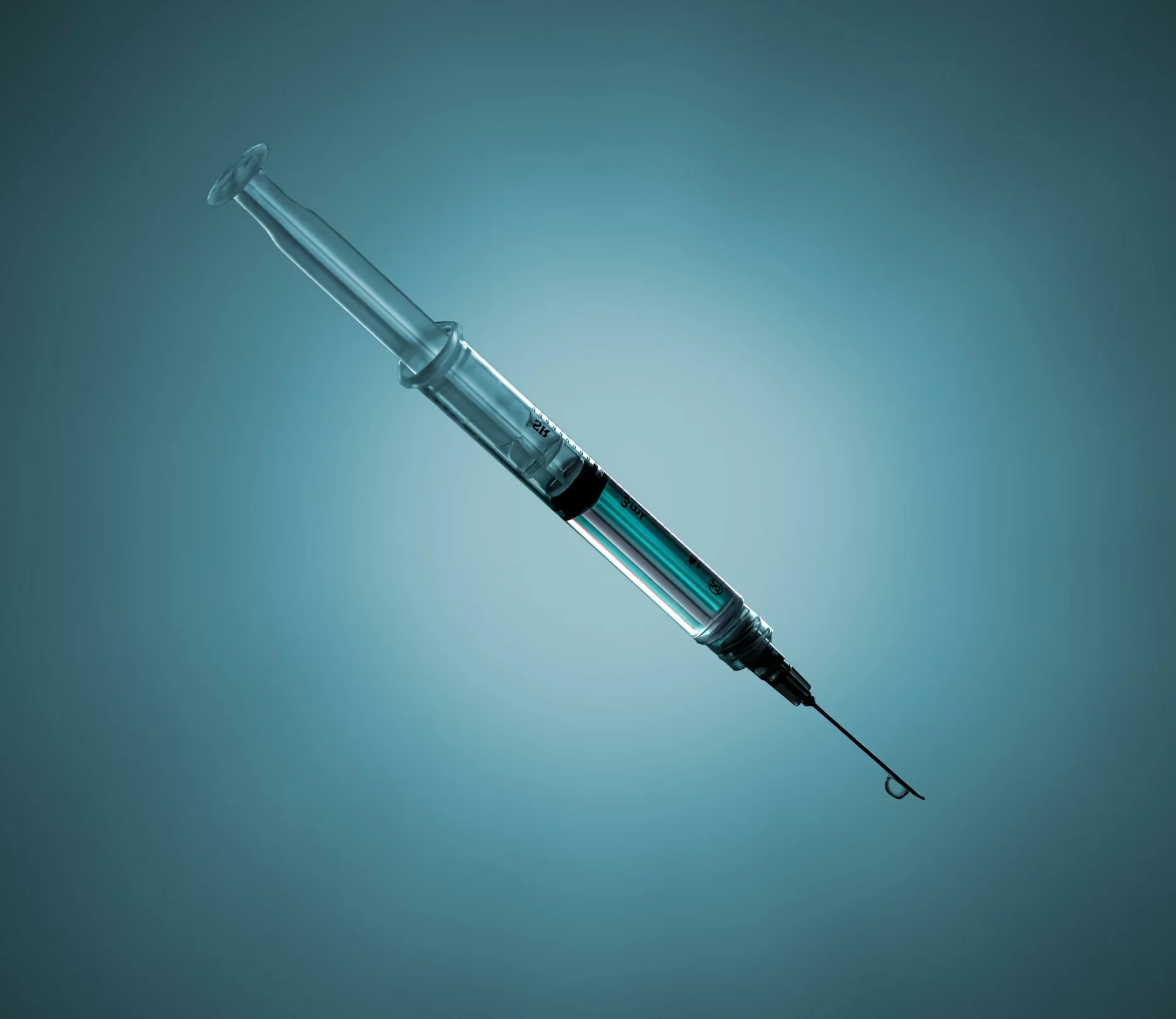 Cosmetic syringe on a blue background